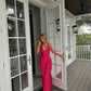 Sexy A line V neckline Sleeveless Party Dress Hot Pink Prom Dress        S6115
