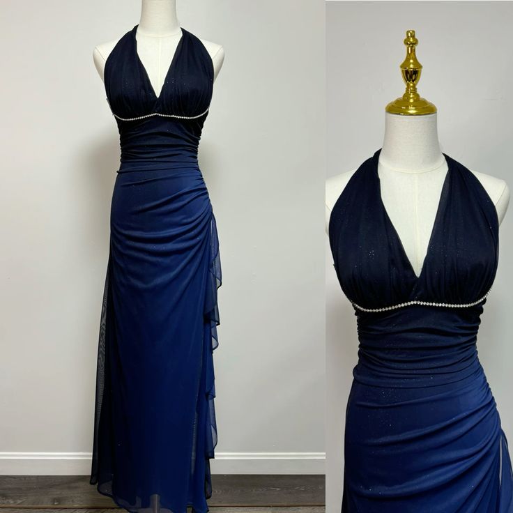 Navy Blue Ombre Chiffon Evening Gown Formal Dresses Prom Dresses         S6483