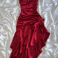 Elegant Red Evening Gown Irregular Formal Dresses Halter Prom Dresses         S6468