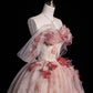 Pink Appliques Prom Dresses Ball Gown Off-The-Shoulder Floor-Length Long Prom Formal Dresses     S6383