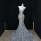 Silver Sequin Mermaid Long Princess Dress Evening Gown       S6567