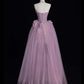 Tulle Prom Dress with Flowers Purple Long Prom Dresses Birthday Outfits       S6547