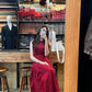 A line Scoop Sleeveless Burgundy Long Prom Dress        S6108