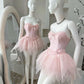 Pink Strapless Sleeveless A-Line Mini Homecoming Dress       S5859