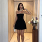 Black Short Prom Dress Strapless Homecoming Dress        S5995