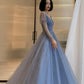 Blue Tulle Long Formal Dress Party Dress, Beautiful Blue Prom Dresses     S6371