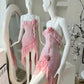 Cute Pink Homecoming Dress With Flowers      S5898