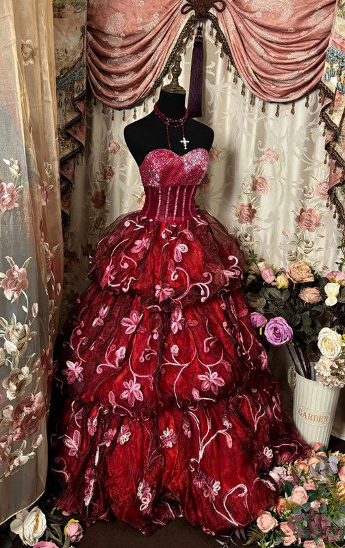 Long Sweetheart Strapless Long Princess Dress Girl Prom Ball Gown       S6533