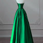 A-line Satin Lace-up Floor Length Party Dress, Satin Prom Dress      S6262