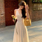 Fairy long v-neck white suspender dress     S5792
