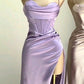 Mermaid Satin Long Prom Dress With Side Slit Long Evening Dress       S6514