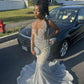 Sexy Mermaid Luxury Beaded Black Girl Silver Gray Prom Party Formal Gowns      S6417