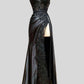 V Neck Spaghetti Strap Sleeveless Long Split Prom Dress      S6459