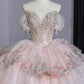 Pink Wedding Dresses Strapless Long Beading Princess Bridal Gowns        S5965