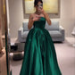 Strapless A Line Green Long Prom Dress Formal Party Gown         S6257