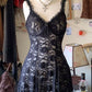A line black lace dress,short prom gown     S6580