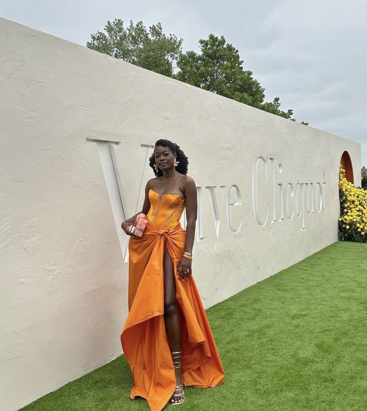 Elegant Orange Strapless Long Prom Dresses Evening Party Dress With Slit      S5887