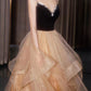 Champagne tulle long prom dress, champagne evening dress         S5968