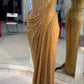 Strapless Mermaid Long Gold Prom Dress Long Formal Dress          S6177