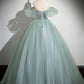 Cute Tulle Lace Long Prom Dress, A-Line Scoop Neckline Off Shoulder Evening Party Dress     S6365