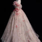 Pink Appliques Prom Dresses Ball Gown Off-The-Shoulder Floor-Length Long Prom Formal Dresses     S6383
