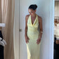 Halter Yellow Long Prom Dress        S6018