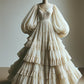 A Line Champagne Long Ball Gown Wedding Dresses Evening Party Dress        S6422
