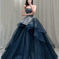 Shining Ball Gown Strapless Tulle Prom Dresses With Rhinestones      S6351