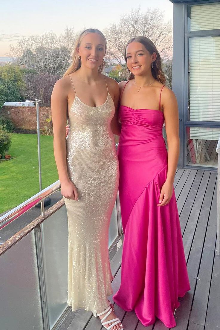 Sexy A line Straps Sleeveless Party Dress Hot Pink Side Slit Prom Dress        S6120