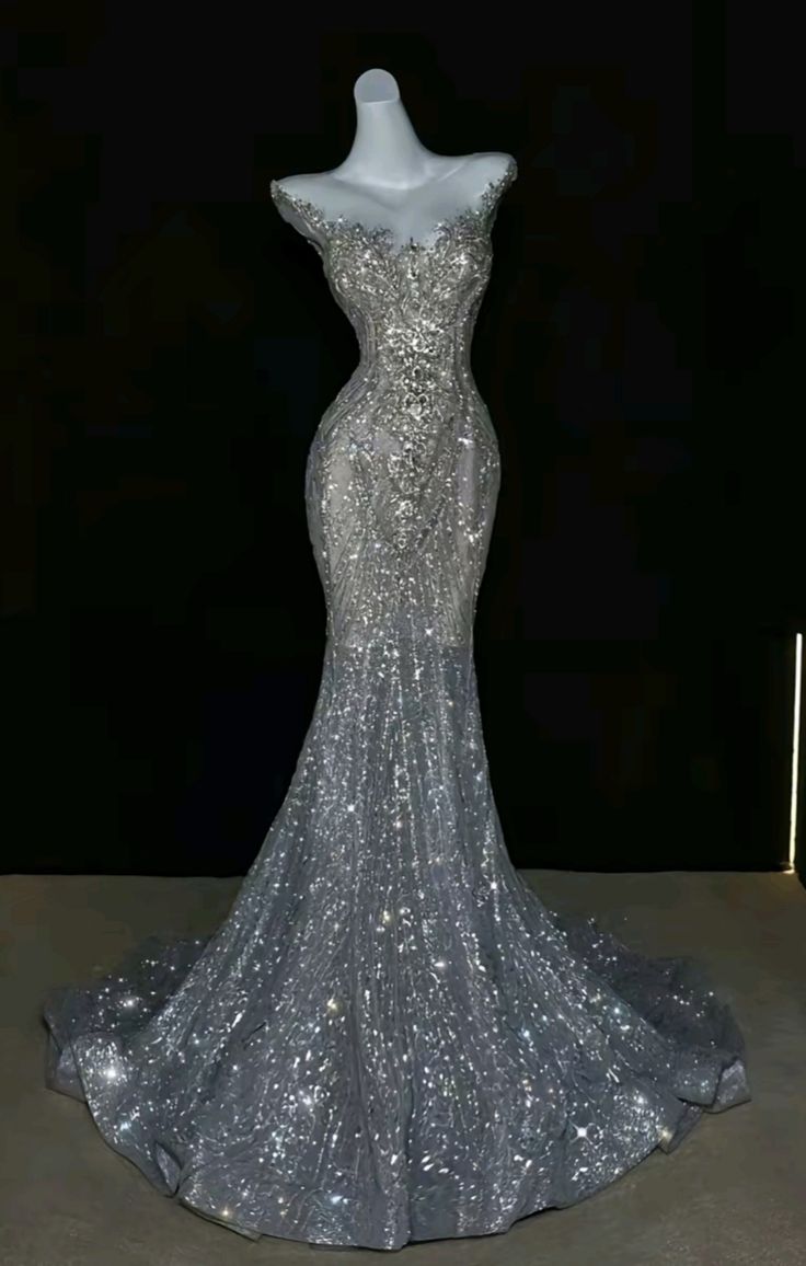 Silver Sequin Mermaid Long Princess Dress Evening Gown       S6567