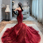 Red Prom Dresses Mermaid Sweetheart Tulle Long Prom Dress      S6407
