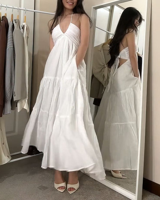 Sexy White Sleeveless Long Prom Dress,White Evening Dress      S6439