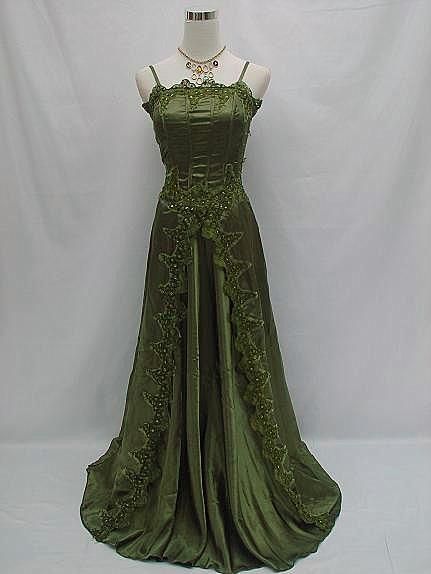 A line Dark Green Lace Prom Gown Long Prom Dresses           S6472