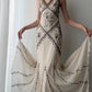 Mermaid V Neck Prom Long Dress Beaded Evening Dress    S5893