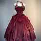 Burgundy Quinceanera Dress Halter Ball Gown Birthday Party Dress      S6386