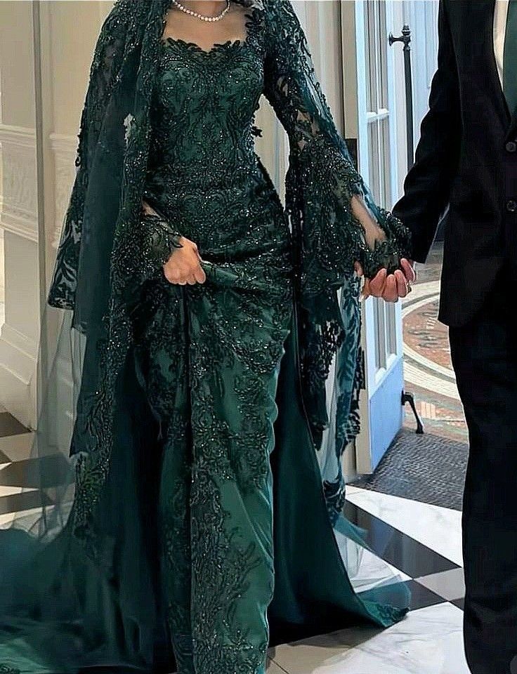 Dark Green Long Formal Dress Wedding Dress       S6518