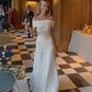 A Line Off Shoulder Wedding Dress Long Bridal Gown        S6188