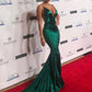 Dark Green Prom Dresses,Mermaid Long Dress,Open Back Green Evening Dresses         S6464