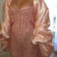 Classy Sheath Strapless Sequin Floor Length Pink Slit Prom Dresses Prom Gowns       S6077