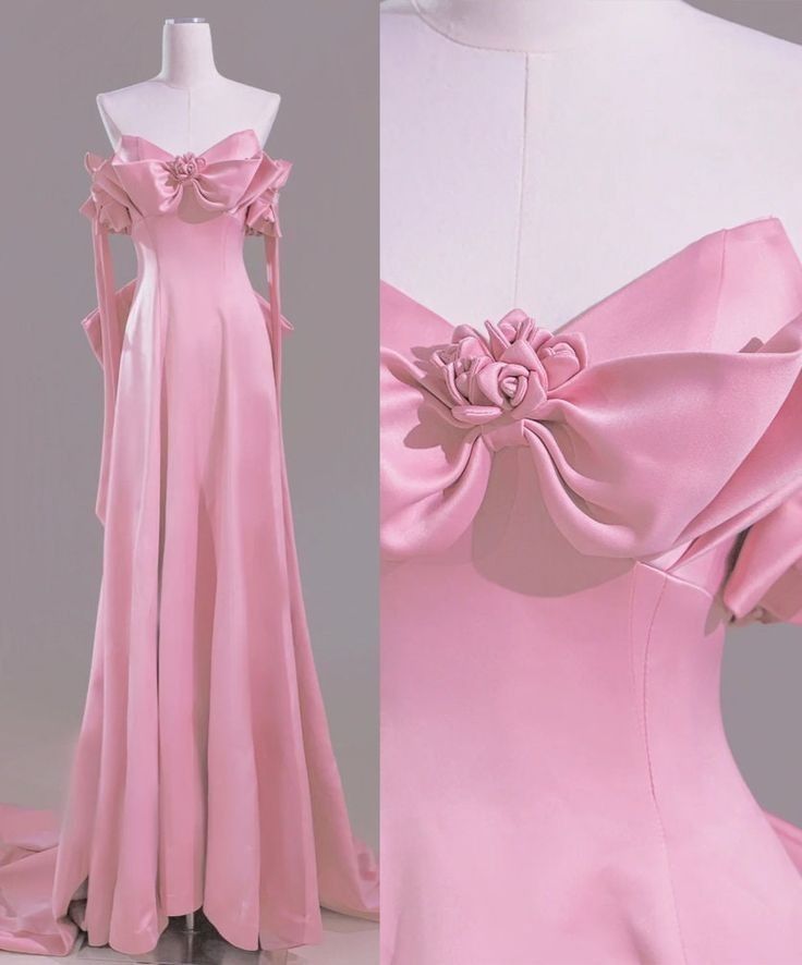 Modest A Line Off The Shoulder Pink Satin Long Prom Dresses Evening Dress      S6269