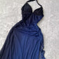 Halter Ombre Navy Blue Long Chiffon Prom Dress        S6477