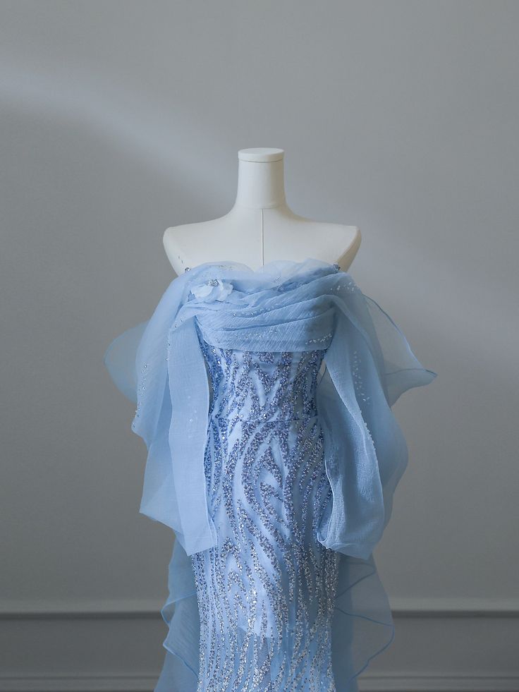 Blue Mermaid Long Princess Dress Evening Gown       S6555