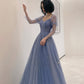 Blue Tulle Long Formal Dress Party Dress, Beautiful Blue Prom Dresses     S6371
