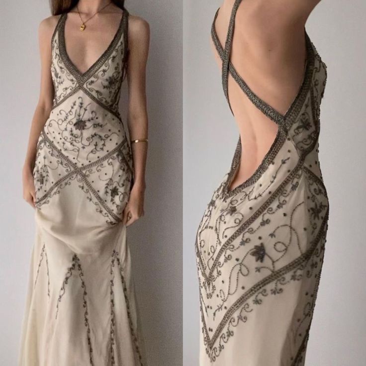 Mermaid V Neck Prom Long Dress Beaded Evening Dress    S5893