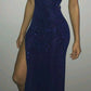 Royal Blue Sequin V Neck Long Prom Dress Sexy Evening Gown      S5737