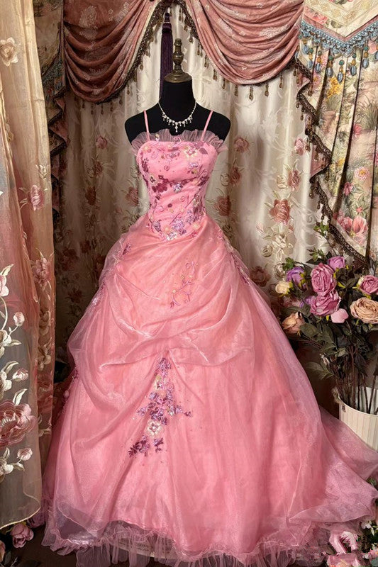 Pink Long Princess Dress Girl Prom Gown        S6539
