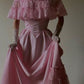 Vintage Long Pink Prom Dresses A-Line Off Shoulder Evening Party Gowns      S6292