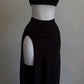 Sexy Sheath Two Piece Black Slit Prom Dress      S6245