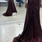Mermaid Burgundy Sequin Floor Length Prom Dress 22th Birthday Outfit       S6219