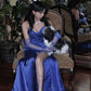 Modest Sweetheart Satin Slit Prom Dresses 21th Birthday Outfits        S6074